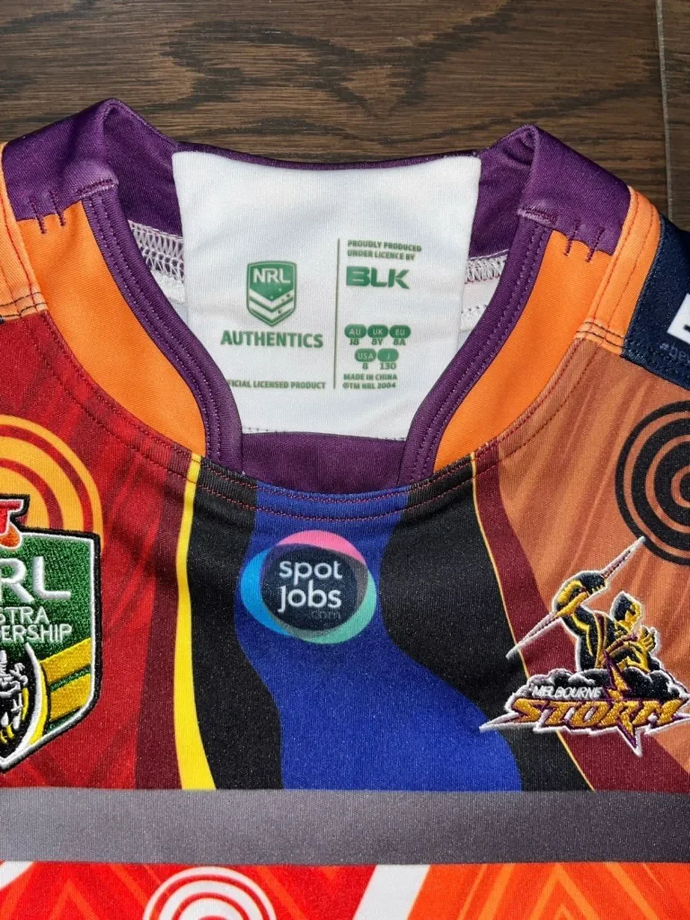 NRL Collectible Aboriginal Melbourne Storm Team BLK Rugby Jersey 8 Youth
